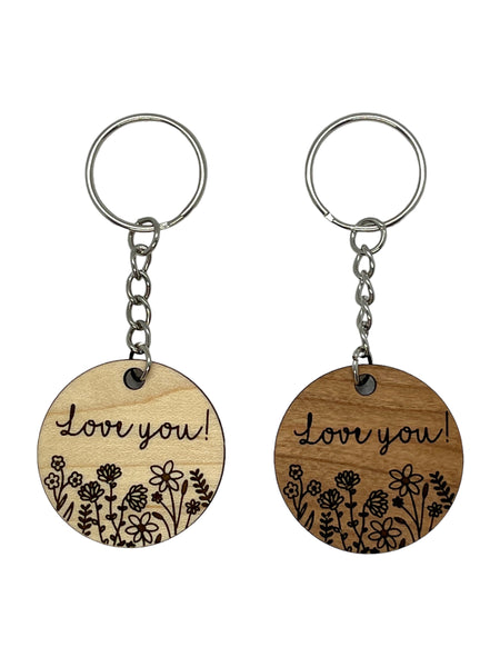 Love You Floral Keychain
