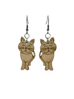 Cute Cat Earrings - Maple Wood