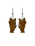 Cute Cat Earrings - Light Cherry Wood