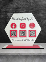 CUSTOM QR Code Sign - Hexagon Social Media Sign