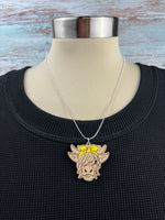 Highland Cow Necklace - Maple - Yellow Bow