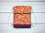 Drawstring Backpack - Metallic Floral Batik