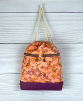 Drawstring Backpack - Metallic Floral Batik