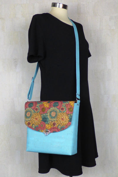 Cork Purse - Turquoise and Floral