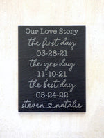Slate Sign / Trivet (7" x 9") - Our Love Story - PERSONALIZED