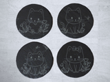 Slate Coasters (4" Round) - Cute Cats