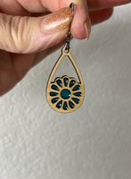 Flower Earrings - Peacock Blue